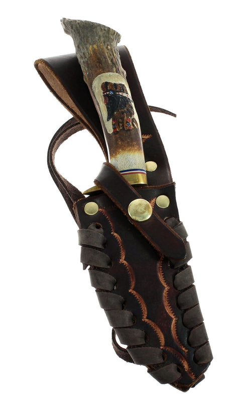 Hand Crafted Hunting Stag Knife Knife Ken Richardson Carve 9-1/4" JX126201